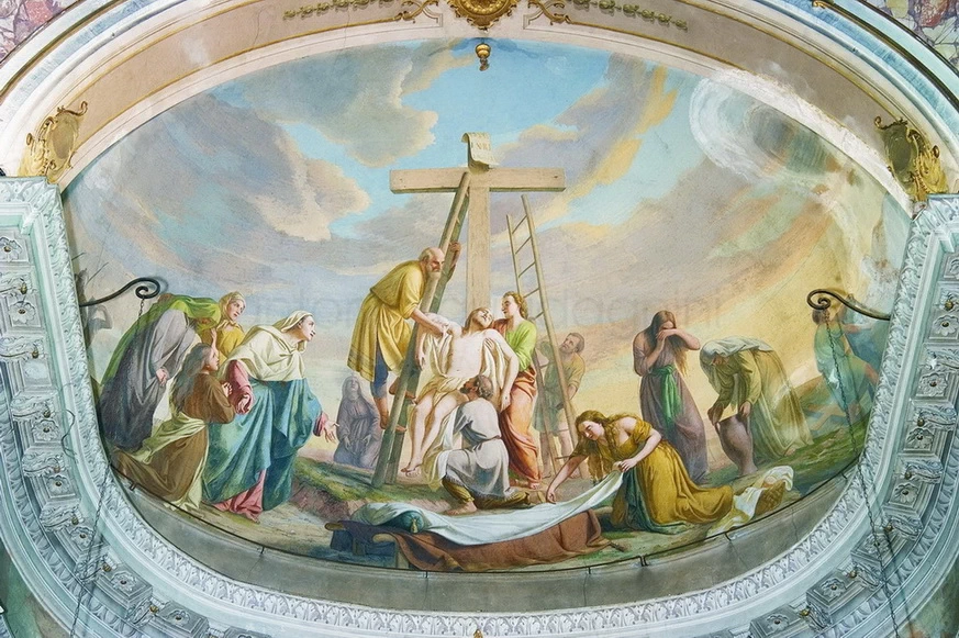 La Deposizione dalla Croce - 1882 ca., affresco, chiesa di San Zenone, Passirano (BS)